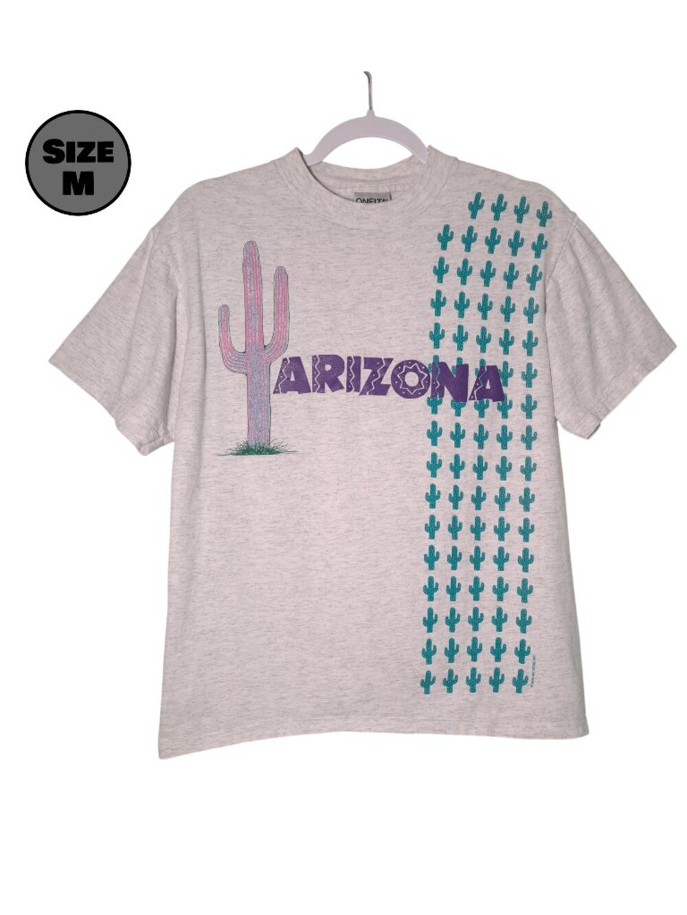 VINTAGE Arizona: Cactus USED Shirt (M, Gray, Desert, Single Stitch)